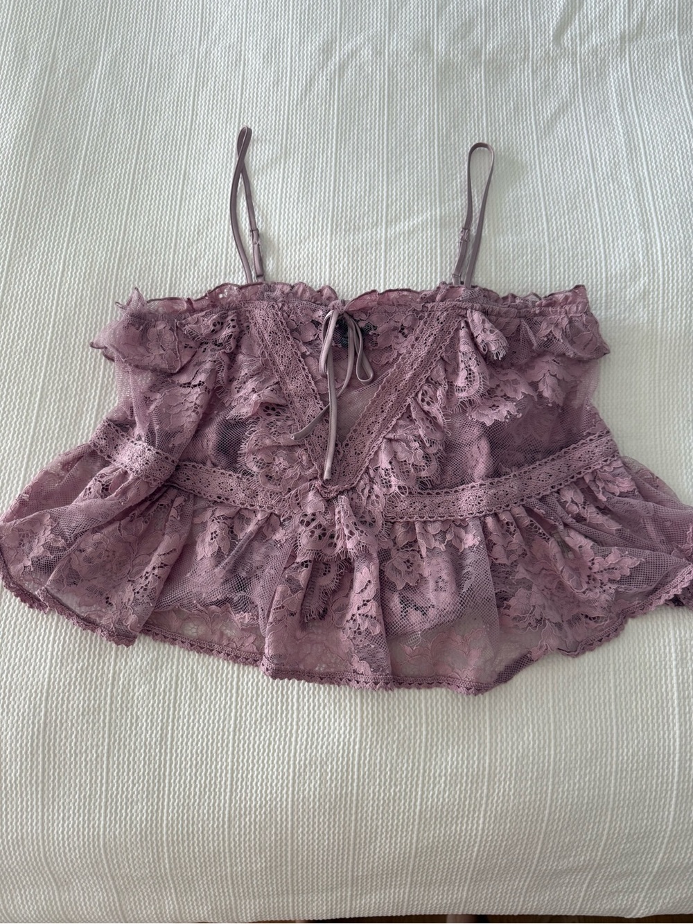 Steve Madden Arietty Lace Ruffle Trim Babydoll Top, XS